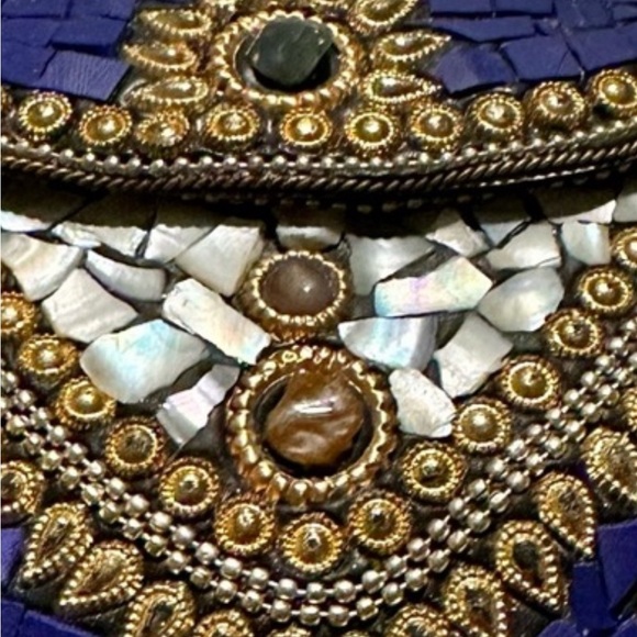 Handbags - Gorgeous detailed crossbody Royal Blue Mosaic Metal Bag   All stones in tact